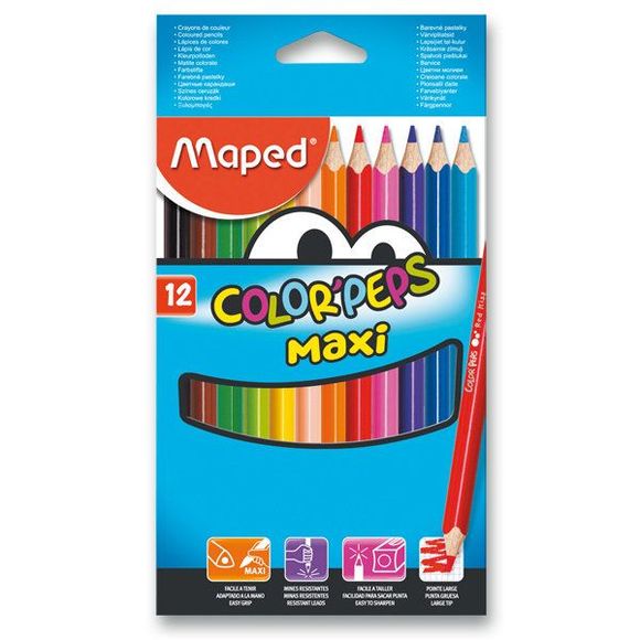 Activa 0086-9834010 Pastelky MAPED Color´Peps Jumbo 3-hranné, 12ks