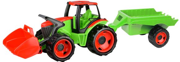 Lena 02136 Traktor s lyžicou a vlečkou červeno-zelený