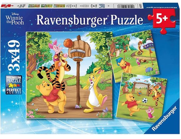 Ravensburger 051878 puzzle 3x49 Macko Pú: Športový deň