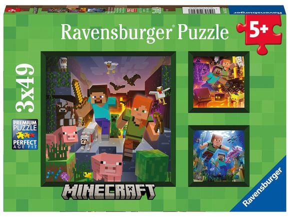 Ravensburger 056217 puzzle 3x49 Minecraft Biomes