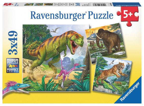 Ravensburger 093588 puzzle 3x49 Dinosauri a čas