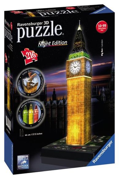 Ravensburger 125883 puzzle 216 Big Ben nočná edícia