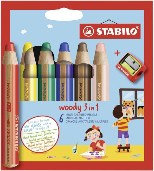 STABILO® "Woody" 3v1 8806-2 Pastelka, voskovka a vodovka v jednom