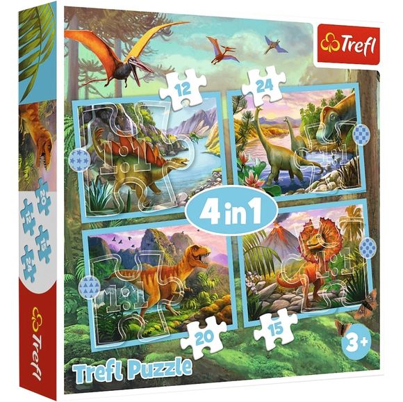 Trefl 134609 puzzle 4v1 Jedinečné dinosaury